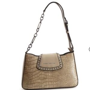 French Connection Rosie Croco Shoulder Bag in Slate Green